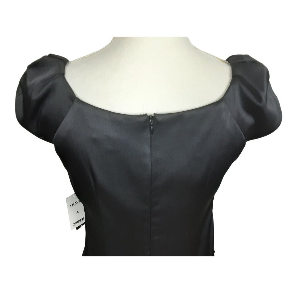 S.L. Fashions Womens Black Lace Satin Cap Sleeve Dress Size 6 Elegant Formal - Picture 6 of 12